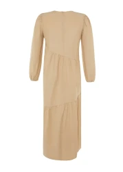  Modest Mink Gathering Detailed Cotton Wide Fit Woven Dress TCTSS21EL3470