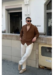 Livio Ferri قميص Napas رجالي كبير الحجم بمظهر الكتان