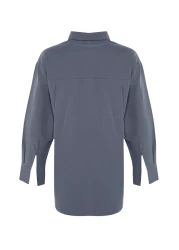  Collection قميص منسوج قطني فضفاض من أنثراسايت TWOAW20GO0107