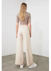  Collection Wide Leg and Buttons Side Woven Fabric Pants - Twoss20Pl0398
