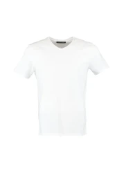  Collection V-Neck White Slim Fit T-Shirt - 100% Cotton, Short Sleeve Tmnss19Bo0002