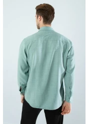 YXC Oversize Long Sleeve Easy-Ironing Sweat-Absorbing Breathable 4 Season Relaxed Fit Men's Linen Shirt