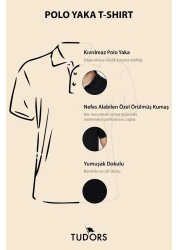 Tudors Men's Slim Fit Slim Fit Cotton Soft Texture Breathable Fabric Non-Curling Collar Black Polo Collar T-Shirt