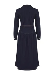  Collection فستان طويل من قماش الدنيم مع حزام - TWOSS24EL00776