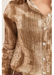 Olalook قميص نسائي بني اللون متدرج ذو ملمس عادي GML- 19001297