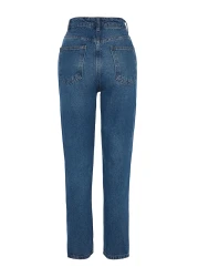  Collection Dark Blue High Waist Mom Jeans TWOAW24JE00076