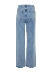  Collection Blue Waist Detailed High Waist Wide Leg Jeans TWOSS21JE0385