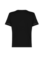  Collection Black 100% Cotton Basic Crew Neck Knitted T-Shirt with Embroidery Detail TWOSS23TS00012
