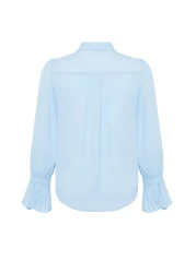  Collection قميص منسوج أزرق فاتح بأكمام إسبانية - مقاس عادي TWOAW22GO0487