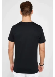 Tudors تي شيرت أسود ذو قصة ضيقة للجنسين مصنوع من القطن بنسبة 100% ورقبة دائرية