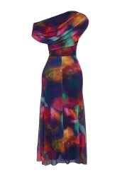  Collection فستان سهرة أنيق متعدد الألوان من التول المحبوك فستان التخرج الليلي TPRSS25EL00015