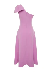  Collection فستان سهرة أنيق على شكل حرف A باللون الوردي مع فيونكة للمناسبات الليلية TPRSS24EL00105