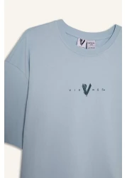 Defacto 100% Cotton Vikings Comfortable Fit Crew Neck Back Printed Short Sleeve T-Shirt B8092Ax25Sp