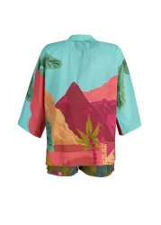  Collection Cotton Landscape Print Shirt and Shorts Beach Set - Tbess22Au0040