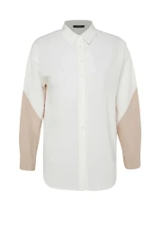  Collection Ecru Color Block Boyfriend Wide Fit Woven Shirt TWOSS23GO00393