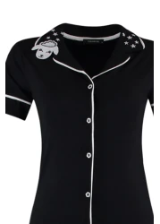  Collection Black Cotton Collar Lamb Printed Close-Fitting Fit Knitted Pajamas Set Thmaw22Pt0704