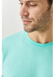 AC&Co / Altınyıldız Classics Men's TurquoiseSlimFit Crew Neck 100% CottonBasicT-shirt