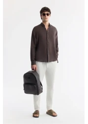 Avva بنطال تشينو رجالي من مزيج الكتان بخصر مريح ورباط علوي B003036