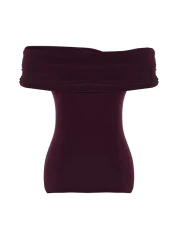  Collection بلوزة بلوم كارمن ذات ياقة ضيقة ومحبوكة وياقة مادونا TWOSS24BZ00368