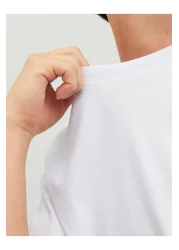 Jack & Jones Crew Neck Logo Printed T-Shirt-Corplogo White