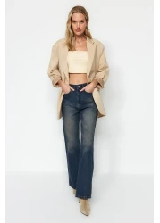  Collection Dark Blue High Waist Wide Leg Wide Leg Jeans Twoaw24Je00313