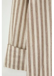  Collection Premium Brown Regular Fit Striped Textured Shirt Tmnss23Go00062