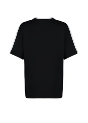  Collection Black 100% Cotton Color Blocked Slogan Oversize/Wide Fit Knitted T-Shirt TWOSS24TS00132