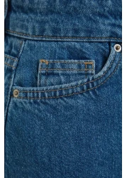  Collection تنورة طويلة من قماش الدنيم باللون الأزرق الداكن - تفاصيل الشق TWOSS23ET00289