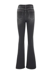 Collection Black Contrast Stitching High Waist Flare Jeans Twoss22Je0460