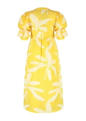  Modest فستان منسوج بطبعة زهور صفراء TCTSS24EB00015