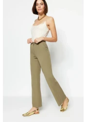  Collection High Waist Wide Leg Pleated Fabric Pants - Light Khaki Twoaw21Pl0076