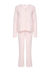  Collection Soft Corded Pajama Set - Pink Brushed Cardigan Thmaw25pt00074