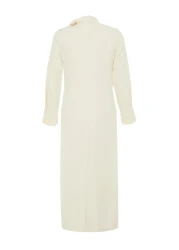  Modest Stone Collar Tie Detail Woven Dress TCTSS23EB00283