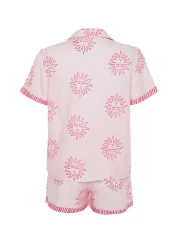  Collection طقم بيجامة منسوجة بنقشة الشمس الوردية مع شورت فيسكوز THMSS24PT00009