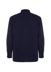  Collection Unisex Navy Blue Regular Fit Linen Look 100% Cotton Shirt - Tmnss23Go00099 Tmnss23Go00099