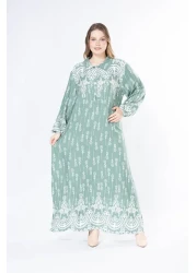 mervemoda Women's long plus size woven viscose dress