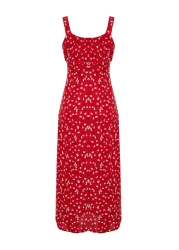  Collection Red Floral Viscose Maxi Woven Dress TWOSS24EL00613