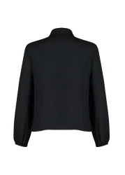  Collection قميص أسود منسوج - فيونكة قابلة للإزالة، مقاس عادي TWOAW24GO00164