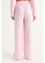 Bianco Lucci Women's Shirt Collar Self-Striped Comfortable Fit Summer Bottom-Top Suit 6016 60283381