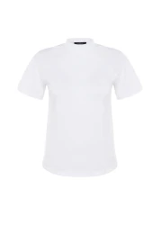  Collection تي شيرت محبوك أساسي بياقة واقفة مخطط باللونين الأبيض والأسود والأبيض TWOSS20TS1500