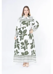 mervemoda Women's long plus size woven viscose dress