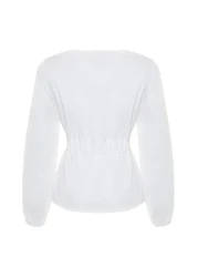  Collection Ecru Front Buttoned Woven Blouse TWOSS24BZ00171