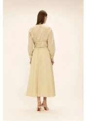 Olcay Blouse Skirt Double Set with Corsage Detail Lemon Mold 9327-Tk