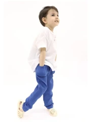 BALKABAĞI Blue - White Oversize Muslin Shirt & Pants Set TYE0032