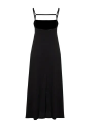  Collection Black A-Line Texture Maxi Dress - Adjustable Strap, Wrap Detail TWOSS24EL00060