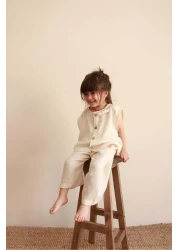 Oh La La Koala For Little Ones Asymmetric Vest Linen Bottom Top Set