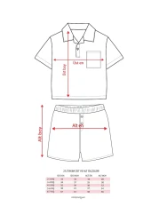 Minipodyum Boy's Placket Shirt Shorts Muslin Summer Double Set