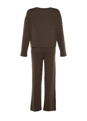  Collection Brown Corded Knitted Pajama Set Thmaw21Pt0684