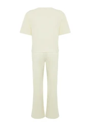  Collection Beige 100% Cotton Teddy Bear Pajama Set - T-Shirt and Pants Thmss23Pt00134