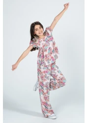 Kyron Girl's 100% Woven Viscose Floral Patterned Bottom and Top Set
